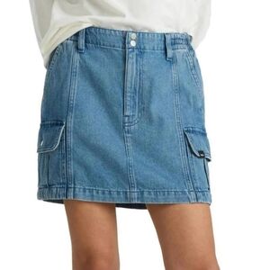 VANS THE SIDEWALK DENIM JEAN SKIRT CARGO POCKETS SIZE LARGE